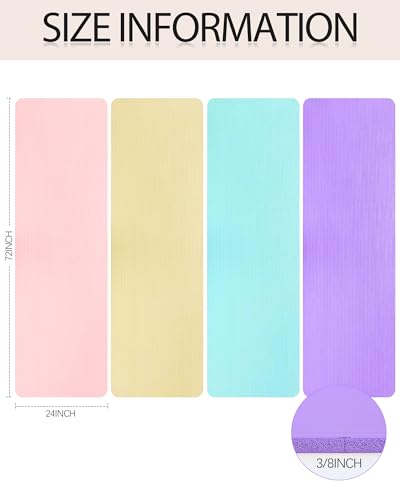 Image of Woanger Yoga Mats (72x24) 3 /8 Inch Thick Exercise Yoga Mat for Home Workout with Strap Non Slip Pilates Gym Supplies for Women Men