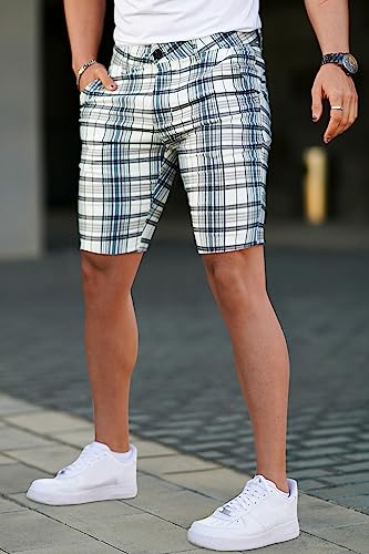 Image of GINGTTO Mens Slim Fit Shorts Stretch Tapered Leg Skinny Chinos 5 inch 7 inch