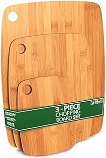 ZENO Wooden Chopping Boards for Kitchen (3-Piece) | Premium 3 Assorted Sizes Wood Cutting Board for Cooking & Serving | Bamboo Cutting Board Set for Veggies, Meat, Cheese & More