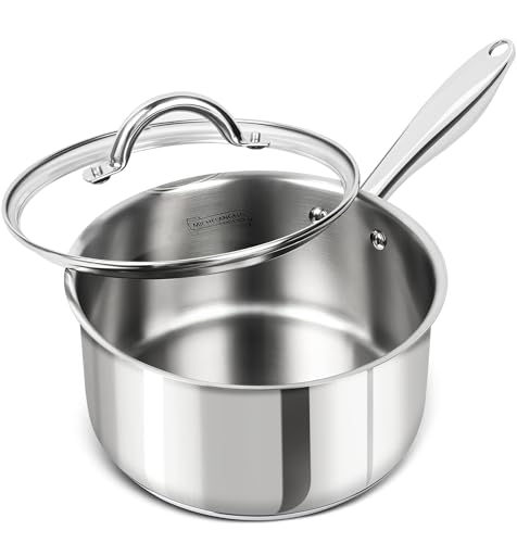 Comparison: Best 3 Quart Pot 11 MICHELANGELO 3 Quart Saucepan with Lid, 18/10 Stainless Steel Sauce Pan with Tri-Ply Bottom, 3QT Sauce Pot, Induction Compatible