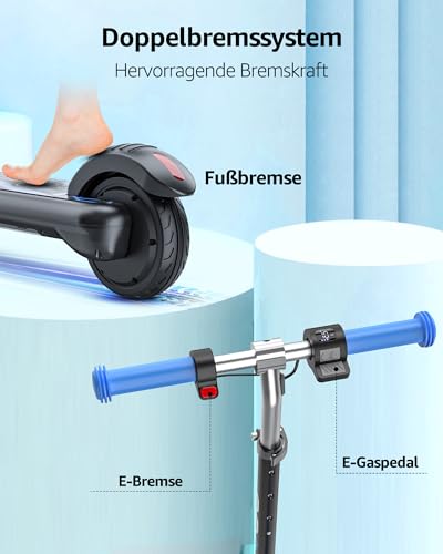 Gyroor Elektro Scooter (Farbe: Blau) für Kinder ab 6-12 Jahre 150W mit LED-Regenbogenlicht - 3