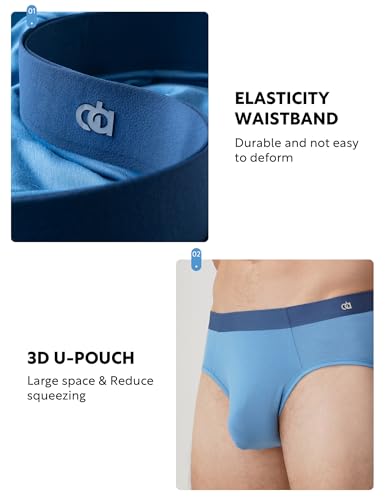 DAVID ARCHY Men's Briefs Rayon Made From Bamboo Soft Seamless Underwear Support Pouch No Fly Briefs for Men 4 Pack 5