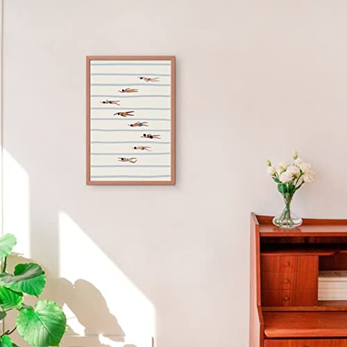 Nhktwssi Kids Bathroom Wall Art Minimalist Wall Art Swimming Pool Art Print Coastal Nautical Print Swimmers Art Modern Home Artwork Abstract Bathroom Wall Decor 16X24 Inch No Frame #TOP4