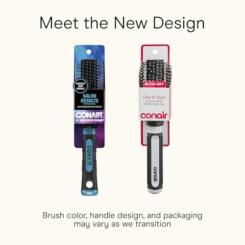 Conair Grip & Style Round Brush, Nylon Bristle Hair Brush for Blowout Styling, Ideal for Coarse, Curly, Wavy Hair, Color May Vary - image 2
