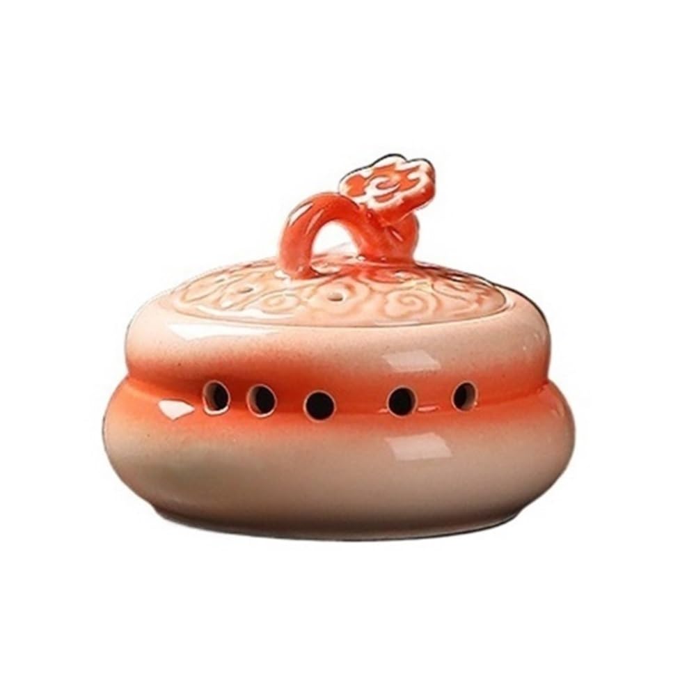 Dekoracyjny uchwyt na kadzidełka, Red Creative Small Incense Burner Indoor Ceramic Holder With Lid And Handle, Dekoracyjny prezent do medytacji Zen Home Decor
