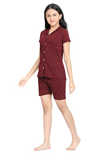 Image of Kids Night Suit for Girls - Cotton Set of Pyjama & T-Shirt Sleepwear - Lightweight & Comfortable Night Wear for Kids
