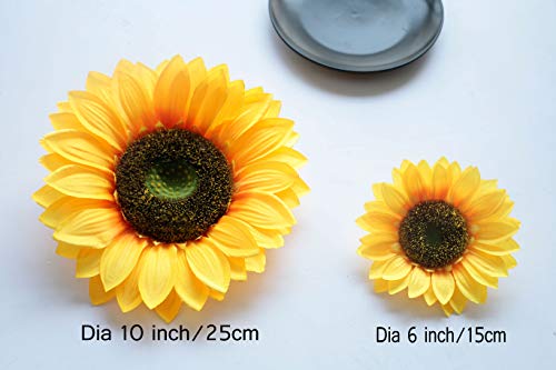Famibay Artificial Sunflower Heads Silk Flower Faux Floral Yellow Gerber Daisies For Wedding Table Centerpieces Home Kitchen Wreath Hydrangea Cupcakes Topper Decorations(9.8 Inch Big Head*1+5.9 Inch Big Head*5) thumb #1