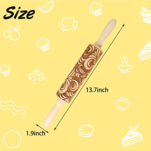 Embossed Rolling Pins For Baking With Design,3D Engraved Rolling Pin With Flowers For Engraved Cookies Roller #TOP1