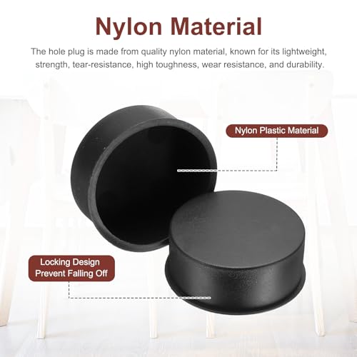 Image of uxcell 20pcs Plastic Hole Cover Plug for 37mm(1 1 /2 inch) Concealed Hinge Cup and Screw Hinge Hole Plugs Covers for Kitchen Cabinet Furniture, Black