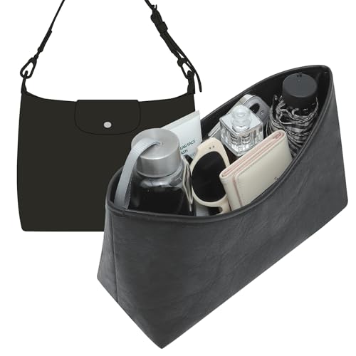 Doxo Purse Organizer Insert Compatible with Longchamp Xtra Hobo M Bag, Extra Lightweight Waterproof Bag Organizer with YKK Zip(Black, Hobo)