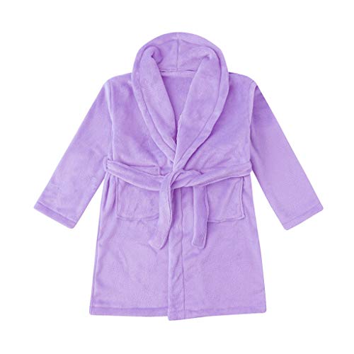 Toddler Towel Girls Solid Sleepwear Pajamas Bathrobes Flannel Boys Night-Gown Girls Outfits&Set Blankets Stretchy (Purple, 3-5 Years) #TOP13
