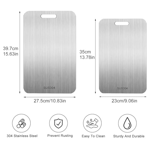 2 Pcs Titanium Cutting Board, 2025 New Multifunctional Titanium Chopping Board, Pure Titanium Cutting Board Food Grade, for Ensure The Original Taste of The Ingredients - Image 3