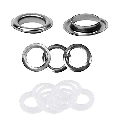 Trimming Shop Gunmetal 40mm Rust Proof Eyelets with Brass & Plastic Washers for Curtains Poles, Pool Covers, Tarpaulin, Vinyl Banners, Yoga Mat, 10 Sets