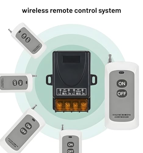 Image of Roboway 433MHz RF Wireless Switch | 1 Channel AC 85-220V Receiver with EV1527 2-Button Remote | Long Range Wireless Light & Fan Control Relay Module | Home Automation Kit (3 Remote and 1 Receiver)