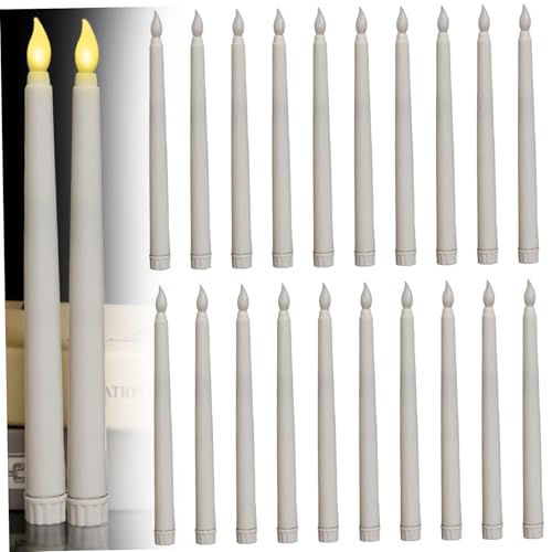 Bougies électroniques LED coniques blanches à piles pour chandeliers x20