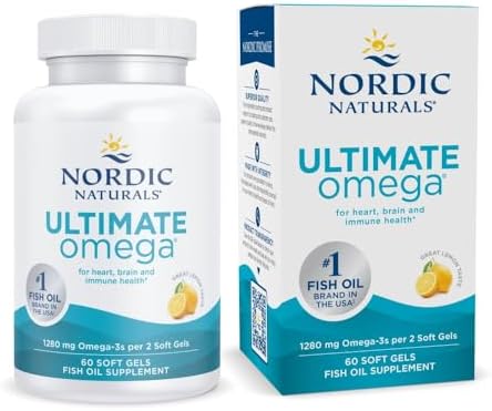 Nordic Naturals Ultimate Omega, Lemon Flavor - 60 Soft Gels - 1280 mg Omega-3 - High-Potency Omega-3 Fish Oil Supplement with EPA & DHA - Promotes Brain & Heart Health - Non-GMO - 30 Servings Product Image