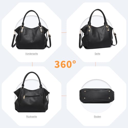Miss Lulu Handtasche Damen groß Shopper Tasche Tote Bag Henkeltasche Weichen PU Leder mittelgross Umhängetasche