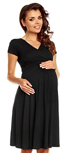 Zeta Ville - Damen - Umstandskleid - Kurzarm - Sommerkleid für Schwangere - 108c (Schwarz, 40, L) Cover