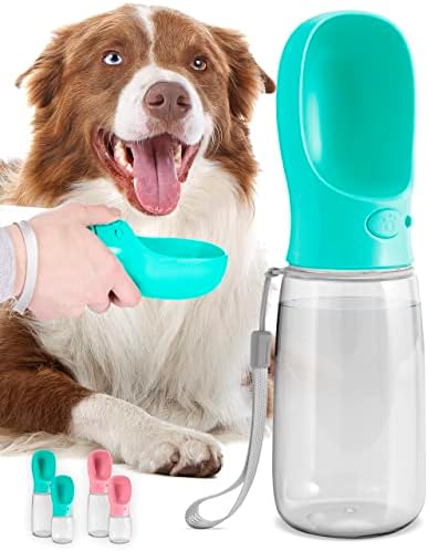 MalsiPree Dog Water Bottle, Leak Proof Portable Puppy Water Dispenser with Drinking Feeder for Pets Outdoor Walking, Hiking, Travel, Food Grade Plastic (19oz, Blue)