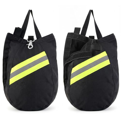 Sunnymove 2 Pack Firefighter Mask Bag SCBA Respirator Firefighter Mask Face Piece Bag for First Responder Rescue Gear with Reflective Trim Fleece Lined Interior(Black)