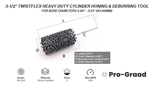 Image of 3-1 /2 inch 180 Silicon Carbide TwistFlex Cylinder Hone for 3.3 inch- 3.5 inch Bores | Flexible cylinder hone for honing, deburring and cross-hatch finishing on steel, stainless, cast iron and ferrous metals