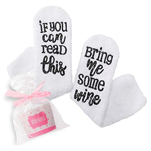 Sunsetbaby Gift Wine SocksIf You Can Read This Funny Novelty Luxury Socks - Wine Lovers Gifts for Women Under 25 Dollars （White）