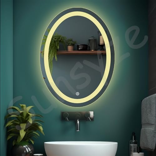 Image of Sunsyze Wall Mirror for Home Decor | Decorative Mirror for Living Room /Bathroom /Entryway Vanity Mirrors, Makeup | Elegant HD Glass (1, Oval) (Medium)