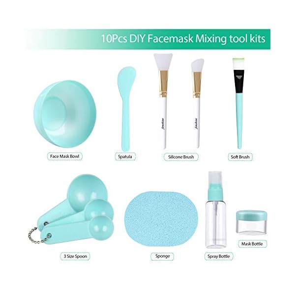 Face-Mask-Mixing-Bowl-Set-Facial-Mask-Mixing-Tool-Kit-with-Plastic-Mask-Bowl-Silicone-Mask-Brushes-Measuring-Cup-Stick-Spatulas-Facial-Sponge-10PCS Face Mask Mixing Bowl Set, Facial Mask Mixing Tool Kit with Plastic Mask Bowl Silicone Mask Brushes Measuring Cup Stick Spatulas Facial Sponge (10PCS)