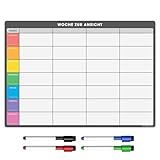 Planificador semanal magnético borrable, pizarra blanca para frigorífico, incluye rotuladores y borradores, para planificación de menús y familia (42 x 30 cm, A3), multicolor