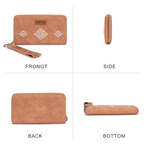 Image of Wrangler Wristlet Wallet, Women Clutch Purses RFID Blocking with Aztec Boho Western Wrist Strap, Wristlet Purse with Zipper Pocket Card Holder for Women Girls Casual Travel Daily, WG310-W006DPK
