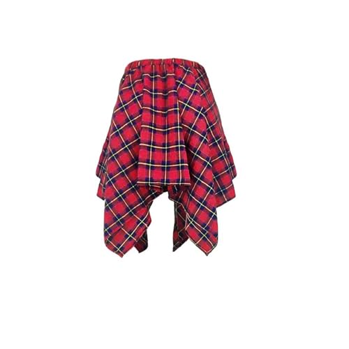 RAMOUG Summer Knot Skirts for Women Plaid Asymmetrical Hem High Waist Y2K Mini Short Skirt4