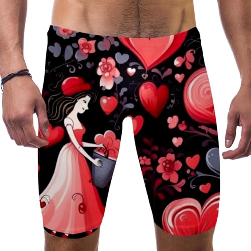Bañador de San Valentín para hombre largo de carreras y natación