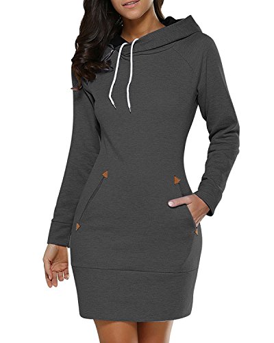 Sweat-shirt à capuche à manches longues Lanisen en coton pour femme Grandes tailles disponibles - Gris - 40 Cover