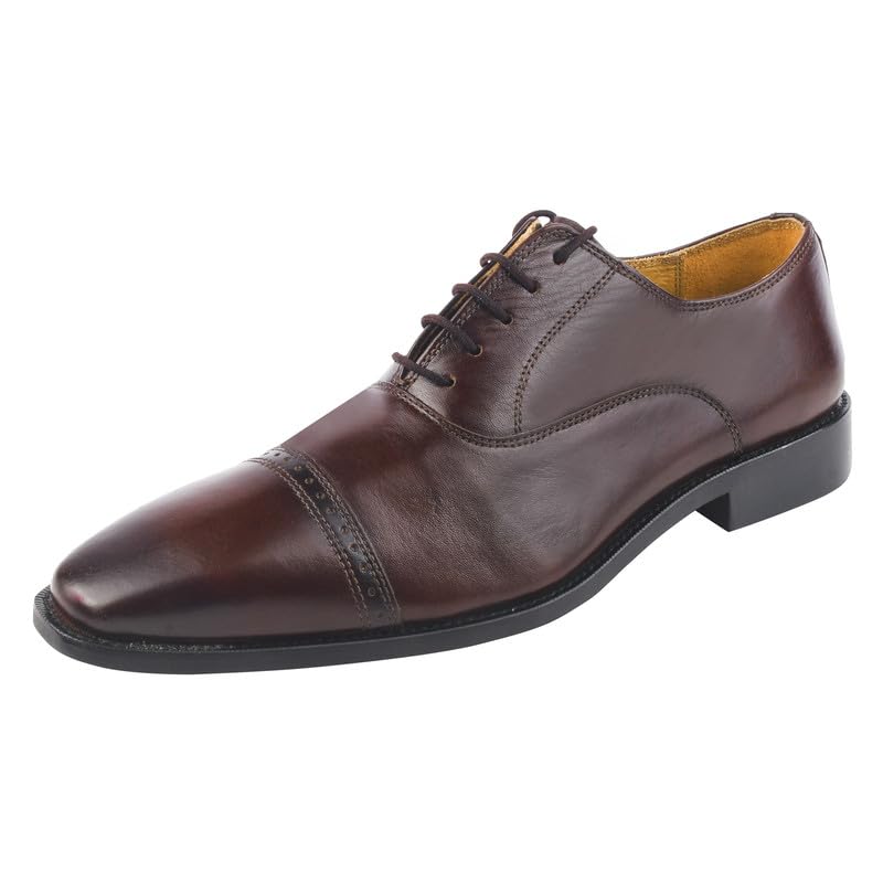 Image of LIBERTYZENO Mens Tread Design & Plain Genuine Leather Lace Up Oxford Dress Shoes for Easter Gift