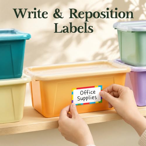 Image of GAMENOTE 6 Qt Storage Bins with Lids, Morandi 6 Pack, Stackable Boxes | home office supply organizer with removable label stickers sort desk supplies, cables, crafts and closet essentials
