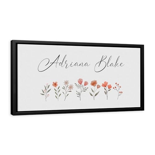 AWESOMETIK Personalized Custom Baby Girl Name Sign Canvas Print, Boho