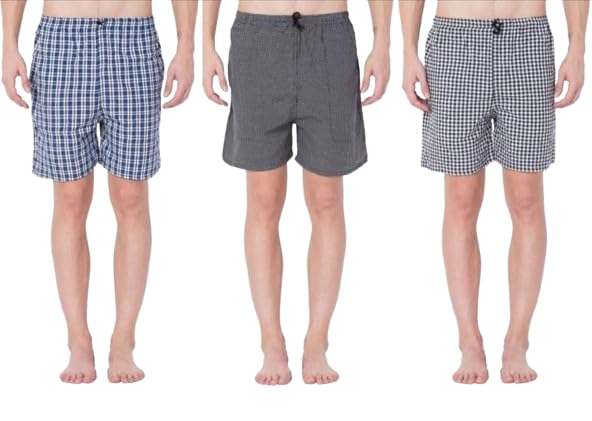 Men’s Regular Fit 100% Cotton Casual Lounge Shorts | Dual Pocket Sleep Shorts Pack of 3