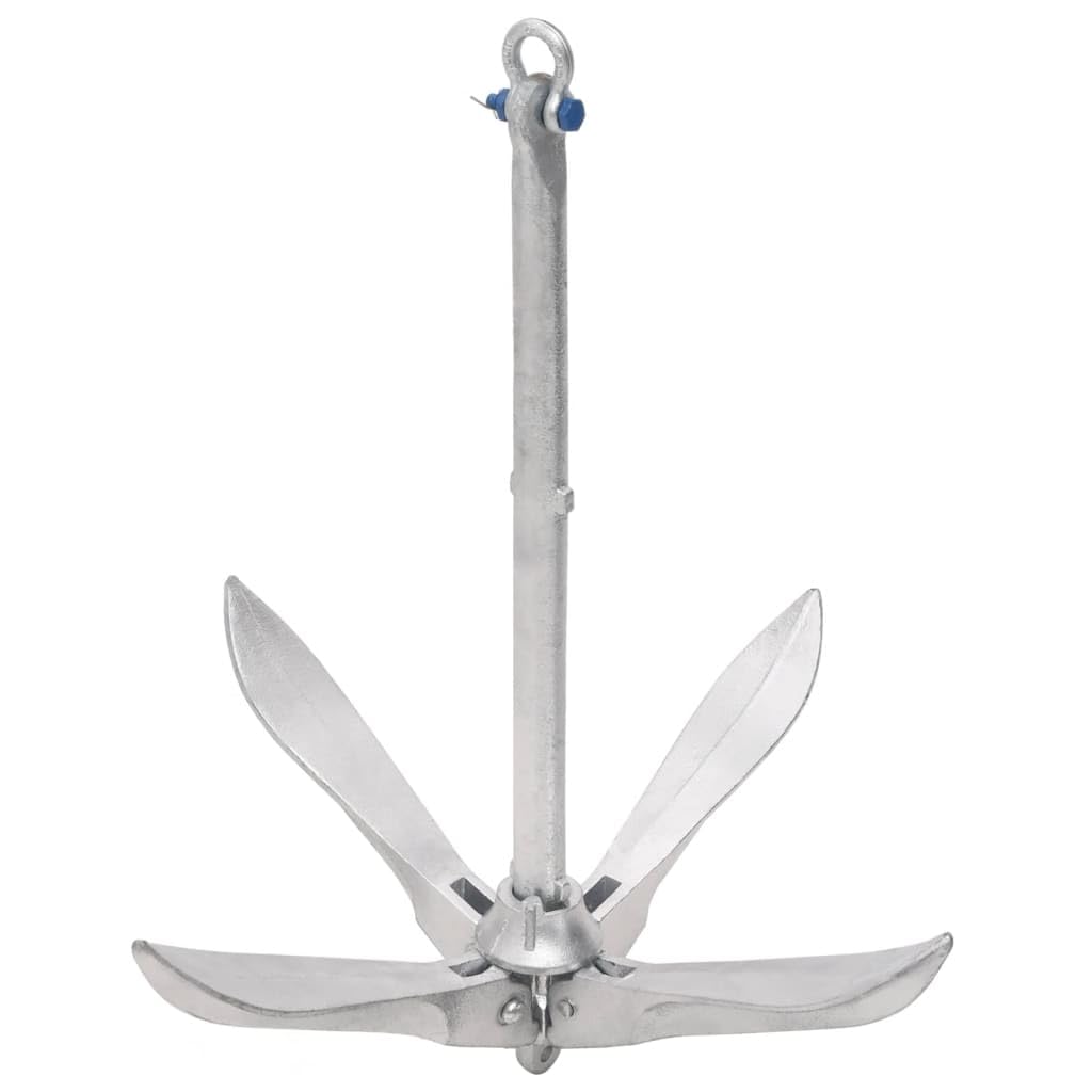 Anclaje plegable de hierro fundido galvanizado en caliente, 12 kg, con 4 puntos, cierre rápido giratorio, resistente para barco, kayak, canoa, bote inflable, velero, agarre seguro en arena y