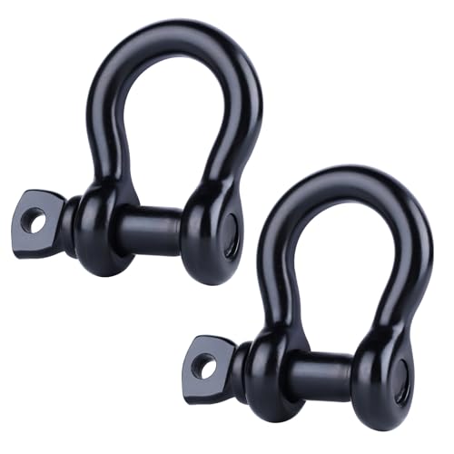 Manille en D en acier inoxydable 316 noir 1,27 cm pour câble de remorquage et bateau