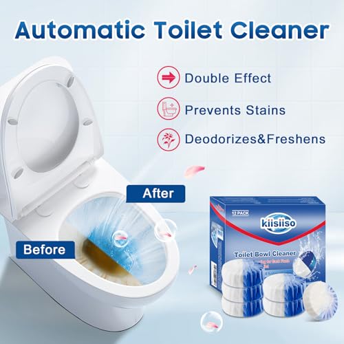 Image of KIISIISO Toilet Bowl Cleaner Tablets, 12 PACK Commercial Household Bathroom Cleaners, Automatic Toilet Tank Cleaners Deodorizers