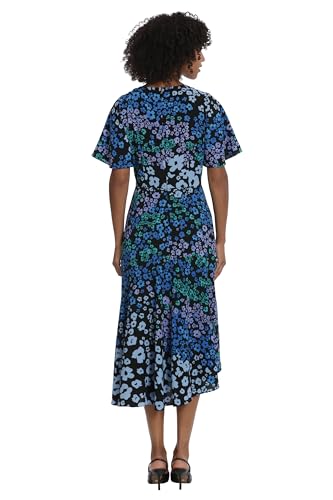 Image of Maggy London Women's Maggy London Women's Dresses Short Flutter Sleeve Fit and Flare Dress with Asymmetric Hem Tier