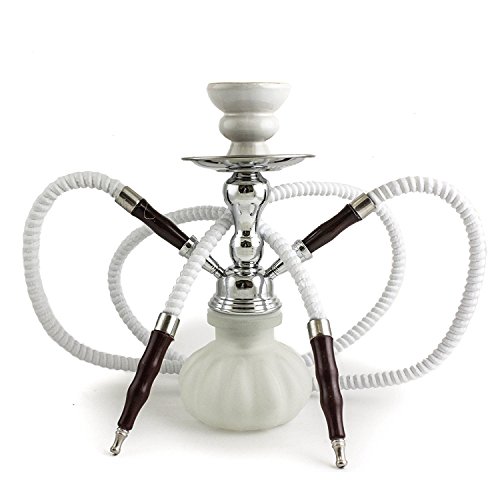 Gstar 11" Premium 2 Hose Hookah Complete Set - Mini Pumpkin Hookah Glass Vase - Pick Your Color (Snow White) #TOP20