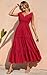 PRETTYGARDEN Women's 2025 Cross Neck Summer Sleeveless Tiered Maxi Dress Beach Tie Strap Smocked Long Dresses Pleated Sundress (Red,Large)
