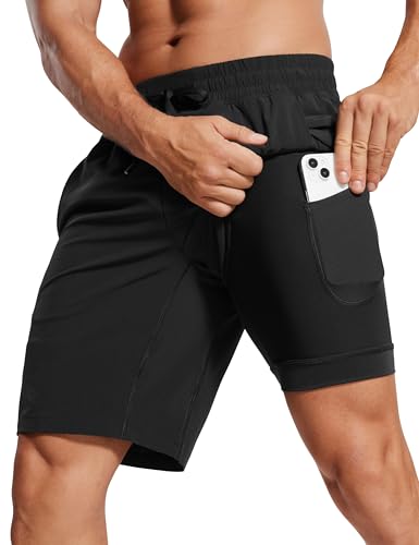 CRZ YOGA Men's 2 in 1 Running Shorts with Liner - 9'' Quick Dry for Workout Sports Athletic with Pockets
