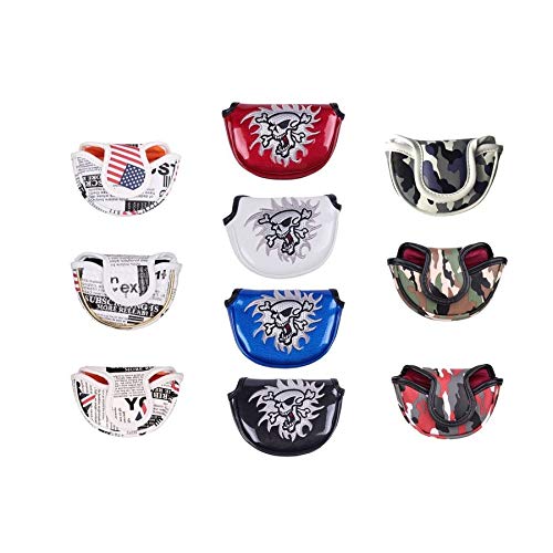 ゴルフヘッドカバー ゴルフパターカバー オデッセイに対応 レッド小型マレットタイプ対応 マグネット付け