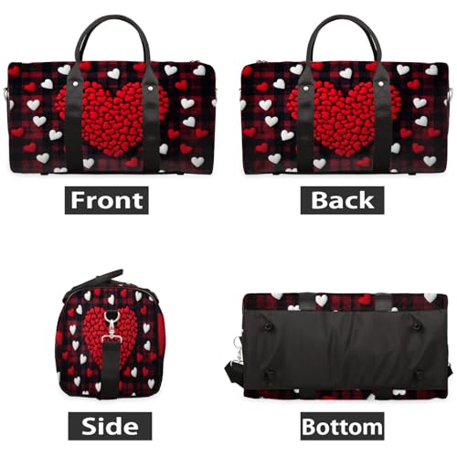 Valentine's Day Duffle Bag for Travel, Overnight Weekend Gym Carry On Luggage Bag, Heart Travel Duffel Bag for Men Women2
