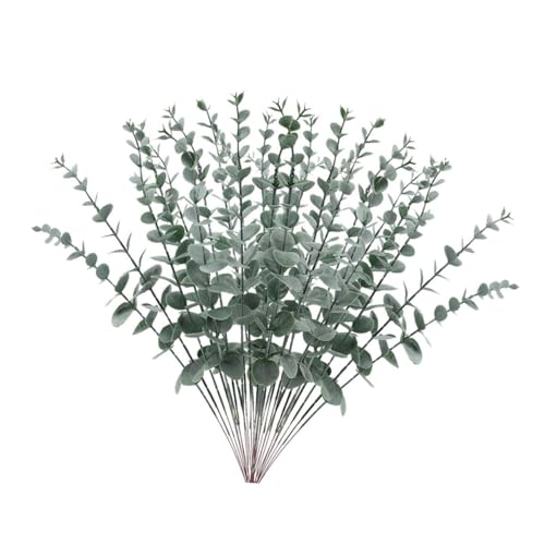 Alipis 24 Piezas Plantas Verdes Artificiales Guirnalda de eucalipto Falso Plantas Artificiales Ramo de Flores Hoja de eucalipto Artificial Plantas de Hojas simuladas el plastico Green