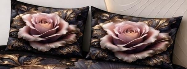 Image of 7D Printed King Size Double Bedsheet with 2 Matching Pillow Covers | 90x100 Inch (225x250 cm) | Soft & Comfortable Flat Bedsheet for Double Bed | Premium Home Bedding Set DGN13