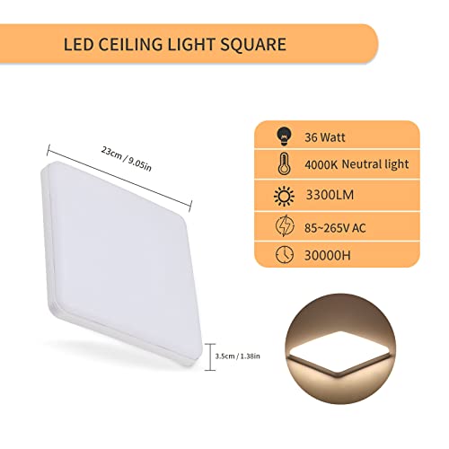 Comely Plafoniera LED Soffitto Quadrata 36W
