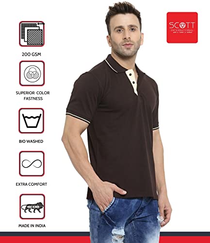Image of Scott International Men's Cotton Regular Fit Polo T-Shirt